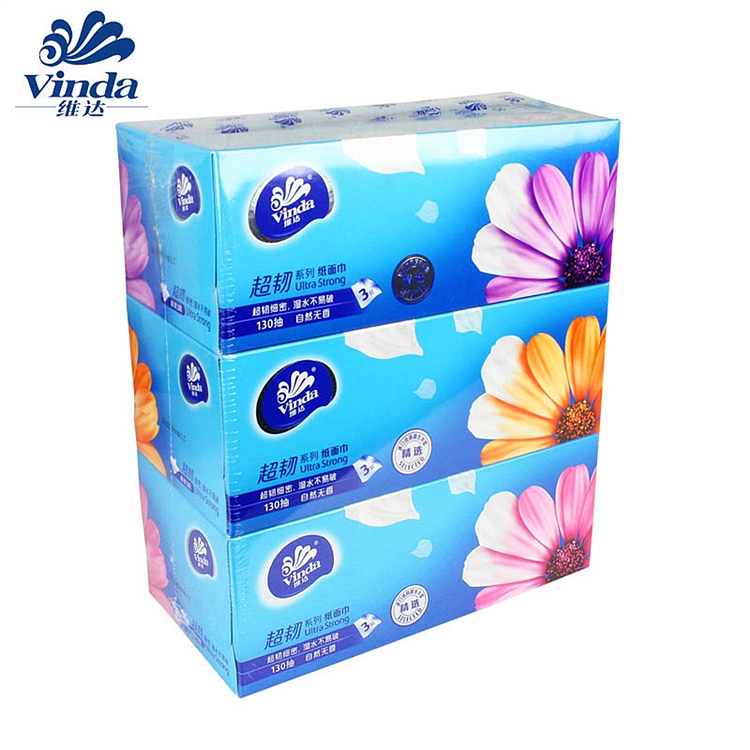 维达V2218 超韧3层130抽硬盒抽纸 12条/箱(单位: