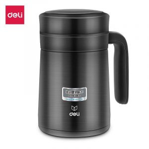 得力6148保温杯(深灰)450ML 304不锈钢 子弹头(