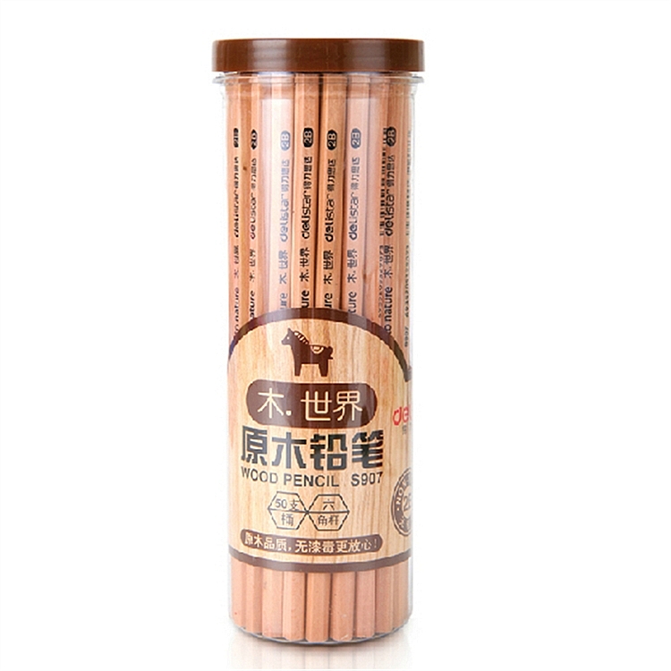 得力 S907 原木铅笔 2B 50支/桶 （单位：桶） 原
