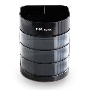 得力(deli)9147三层多功能办公笔筒多色随机发