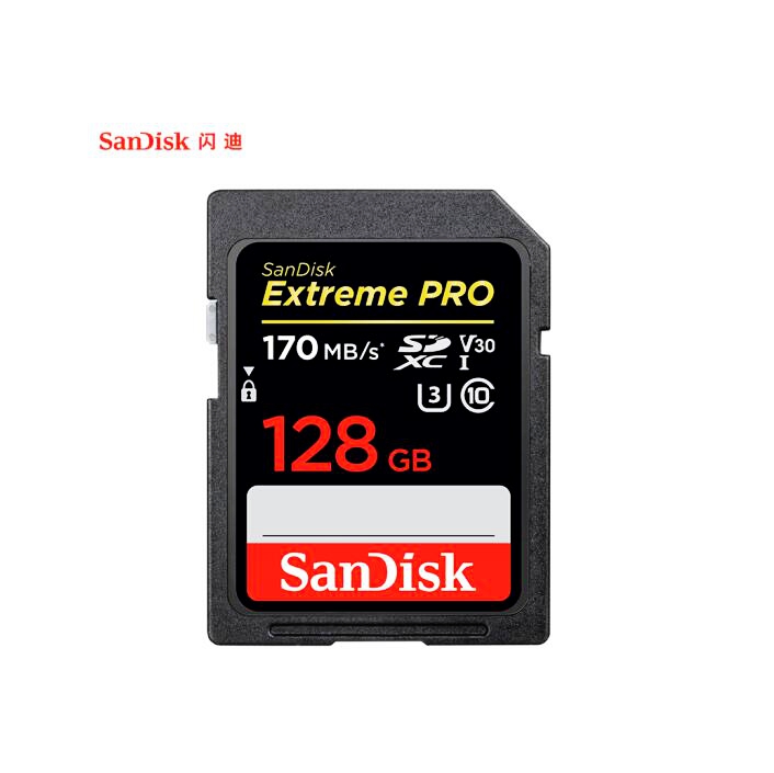 闪迪128GBSD存储卡U3C10V304K至尊超极速版读速170
