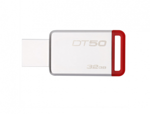 金士顿（Kingston）32GB USB3.1 U盘 DT50 红色 金属外壳 无盖设计