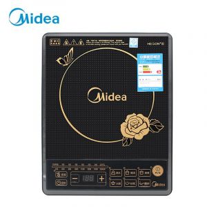 美的HK2002家用速热电磁炉8段火力调节黑晶微晶面板4D防水设计按